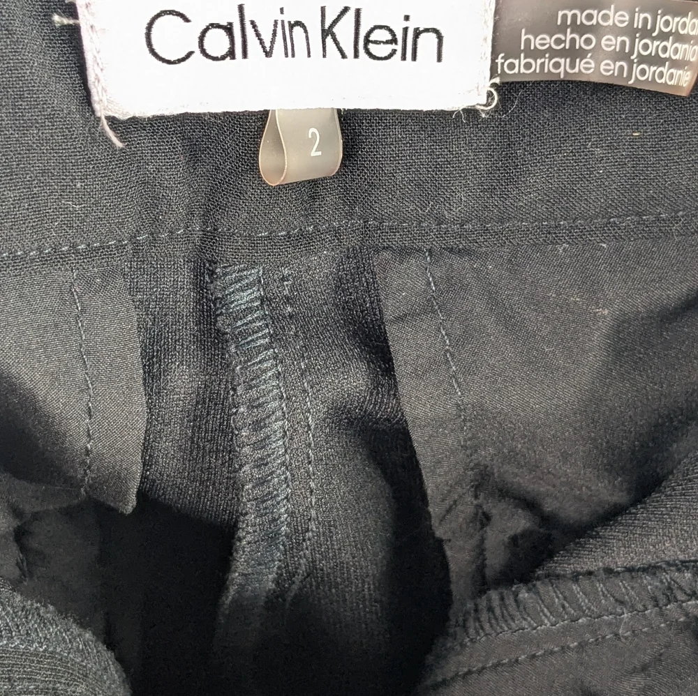 Calvin Klein Black Straight Leg Pant, Trouser, Slack leather band @ Waist 2 - Picture 7 of 9